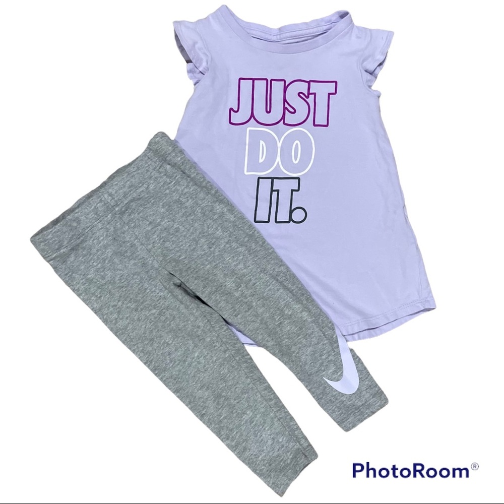 Girl’s Nike Lavender Top and Gray Leggings Set